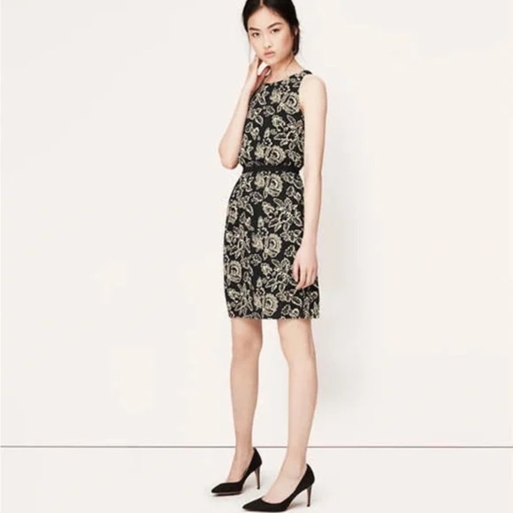 Loft Floral Black Dress Size SP